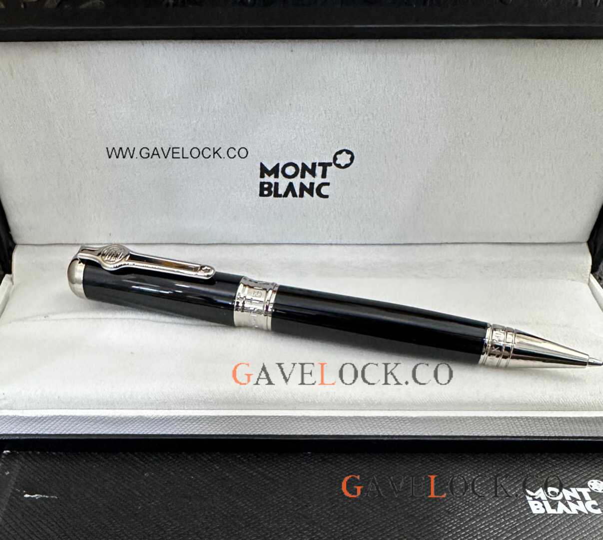 AAA Grade Montblanc Muhammad Ali Ball Point Black Resin-Silver